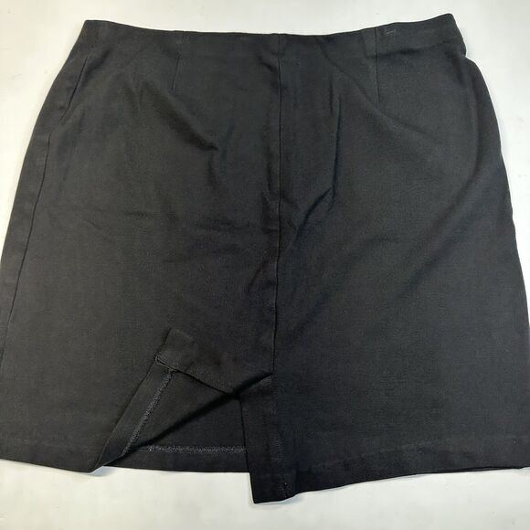 J Jill Ponte Pencil Skirt Womens Large Black Pull On Stretch Knit Back Slit - Picture 3 of 8